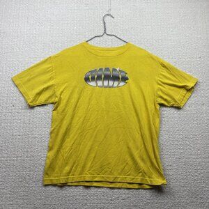 Y2K Dime Montreal Skateboarding T-Shirt Size M Yellow Chrome Spell out Logo Read